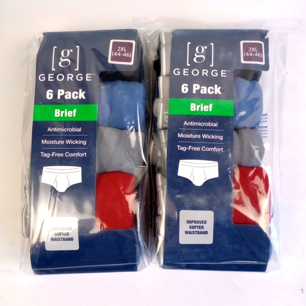 2 Packs George Men's Briefs 6 Pack - Multicolor2XL XXL